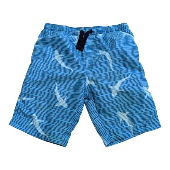 Tucker + Tate Blue Shark Print Swim Shorts trunks spring summer camp boys size 6 - Picture 1 of 7